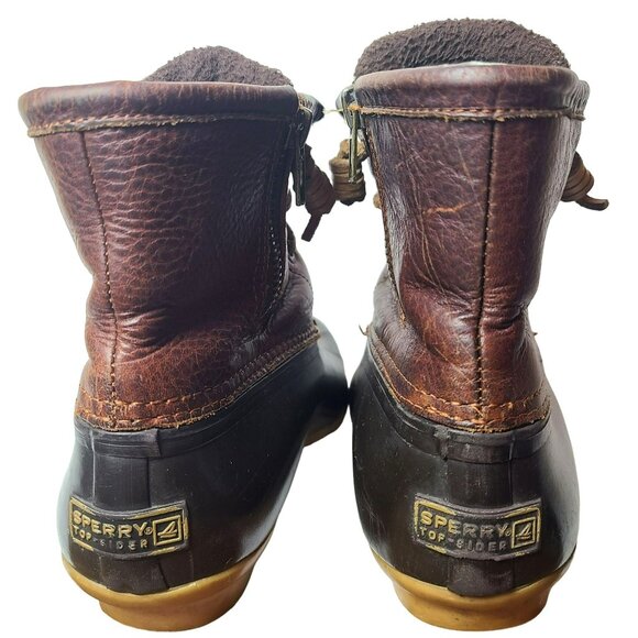 Sperry Saltwater Women's Size7 M Brown Leather Rubber Rain Duck Boots STS91176 - Picture 3 of 9